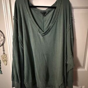 NWOT Torrid Revese Waffle VNeck Sweatshirt
